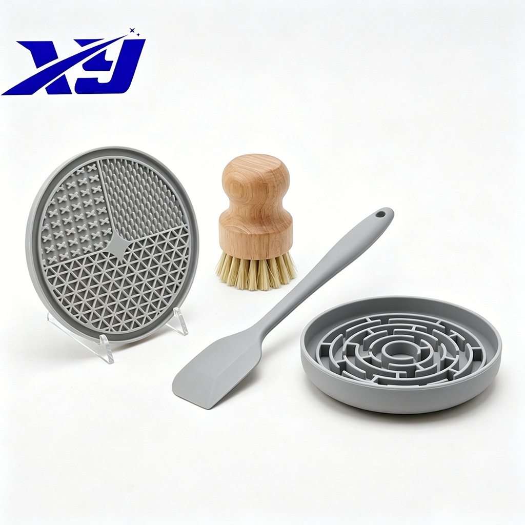 4PCS Dog Slow Feeder Kit, Silicone Lick Mat &amp; Maze Bowl With Spatula &amp; Brush, Anxiety Relief &amp; Healthy Digestion