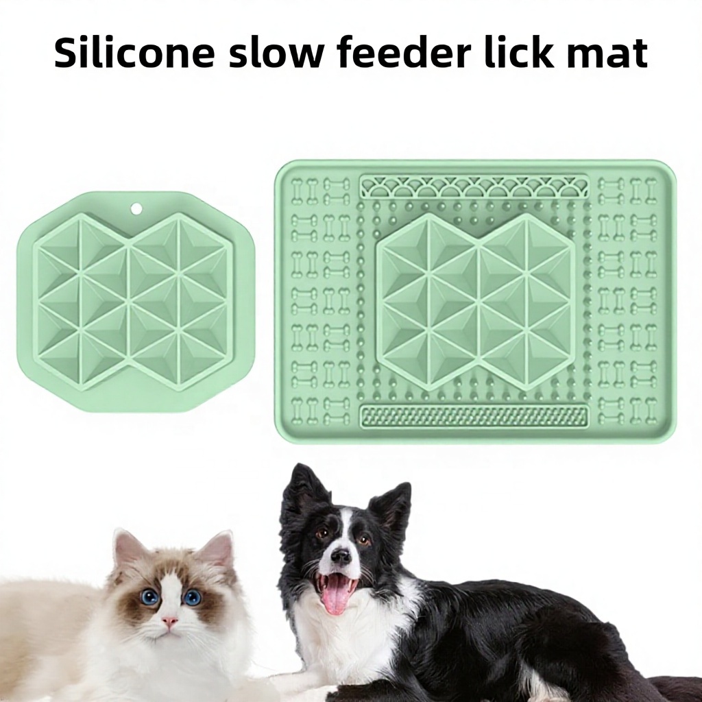 Dog Lick Mat 47 Strong Suction Cups Food-Grade Silicone Portable Slow Feeder Solid for Dog Bathing Grooming Anxiety Relief