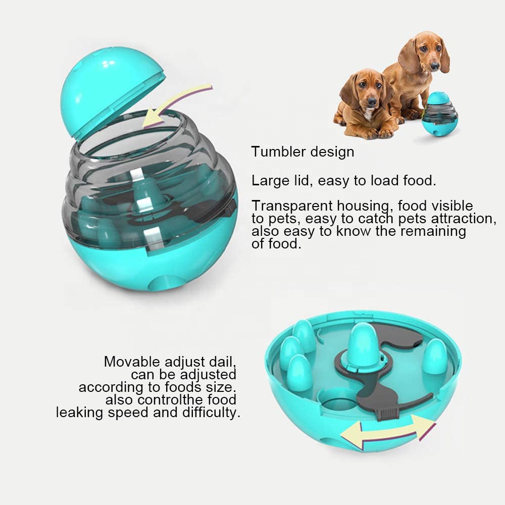 Dog Tumbler Treat Ball Pet Slow Feeder Treat Ball Small Interactive Food Dispenser Adjustable Treats Eat Canister Funny Maze Gym
