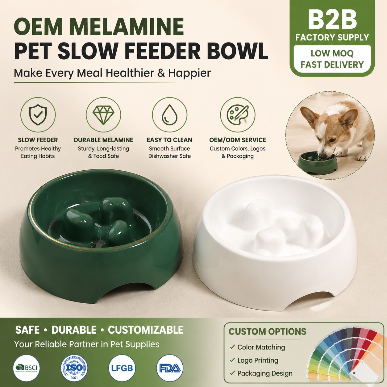 Wholesale Little Puppies Portable Melamine Pet Bowl Slow Eating Dog Feeder with Love Style