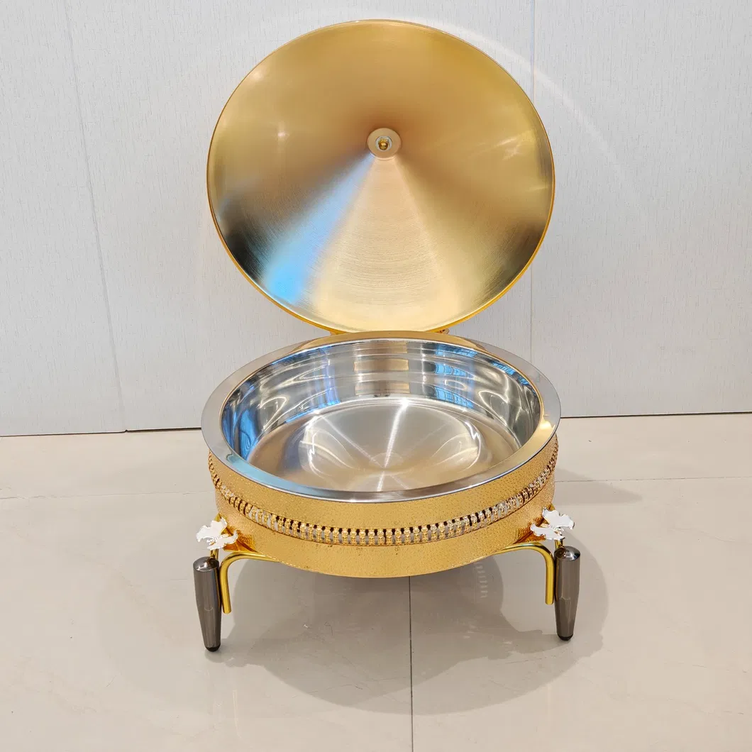 Decorative Gold Diamond Pattern Chafing Dish Side view