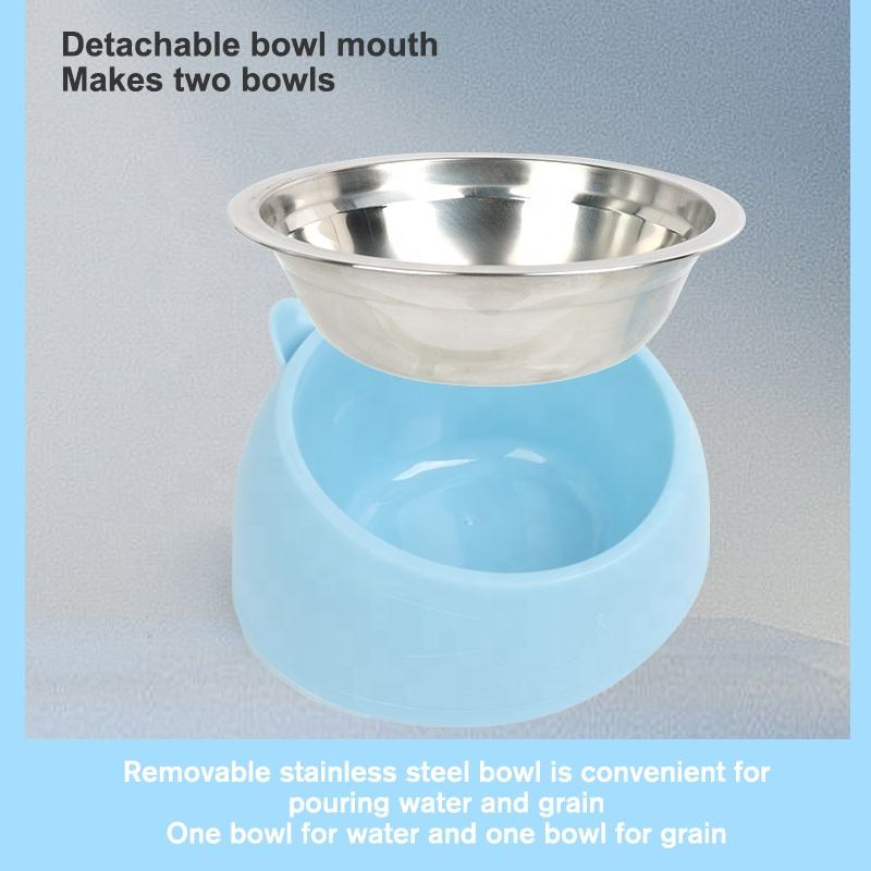 Stainless Steel 30 Degree Tilted Drinking Pet Food Bowl