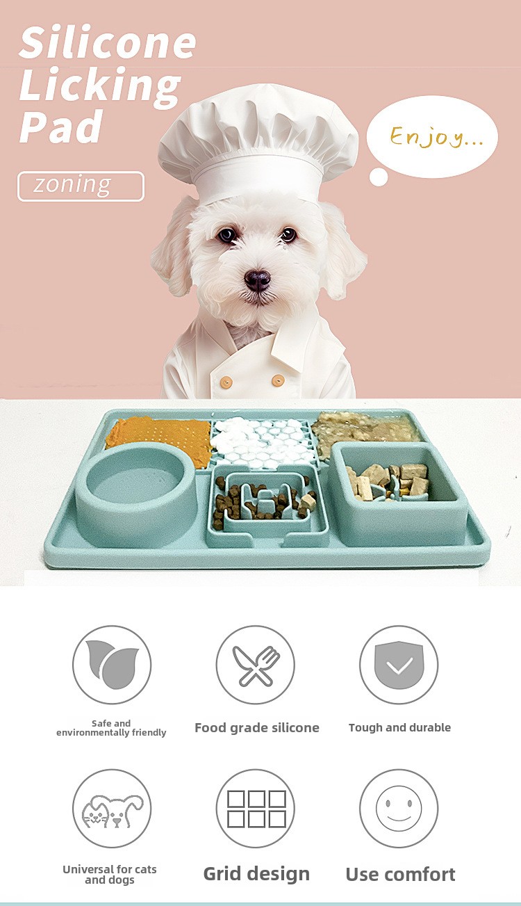 Travel-Friendly Eco-Friendly Slow Food Bowl Food Grade Silicone Licking Mat with Suction Cup for Dogs Cats Pet Plate Feeding Mat