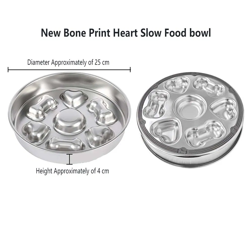 Slow Feeder Dog and Cat Bowls - Stainless Steel, Anti-Gulping, Non-Slip, Fun Design to Slow Down Eating, Easy to Clean, Pet Food Training Bowl Toy