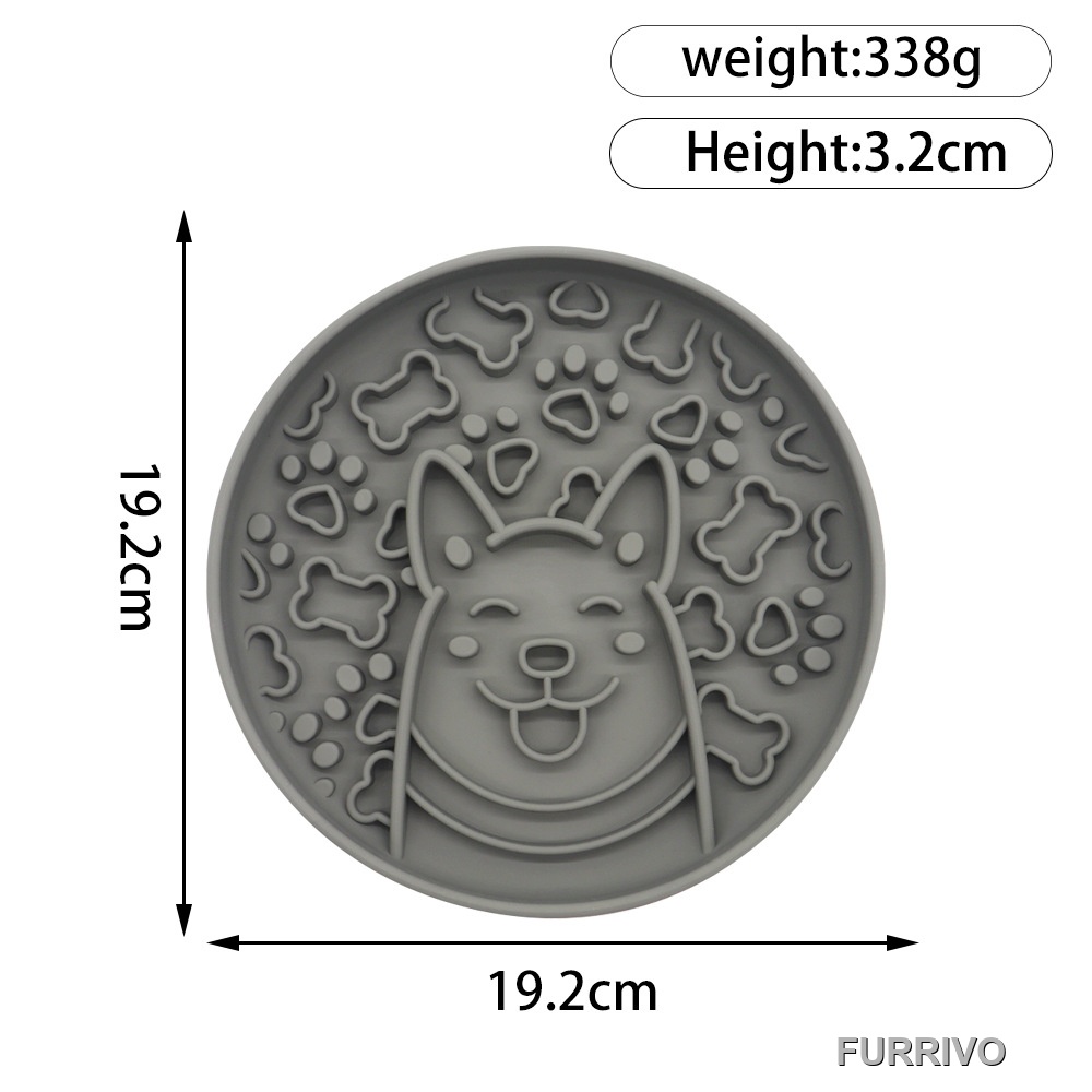 Furrivo Silicone Slow Feeder Dog Bowl Cute Shiba Inu Design Anti-Gulping Lick Mat Flexible Foldable BPA-Free 6 Colors OEM ODM