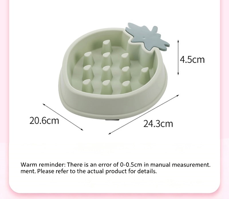 BPA Free Dog Slow Eating Bowl Cute Strawberry Shape Pet Feeding Bowl for Small Medium Dogs Cats
