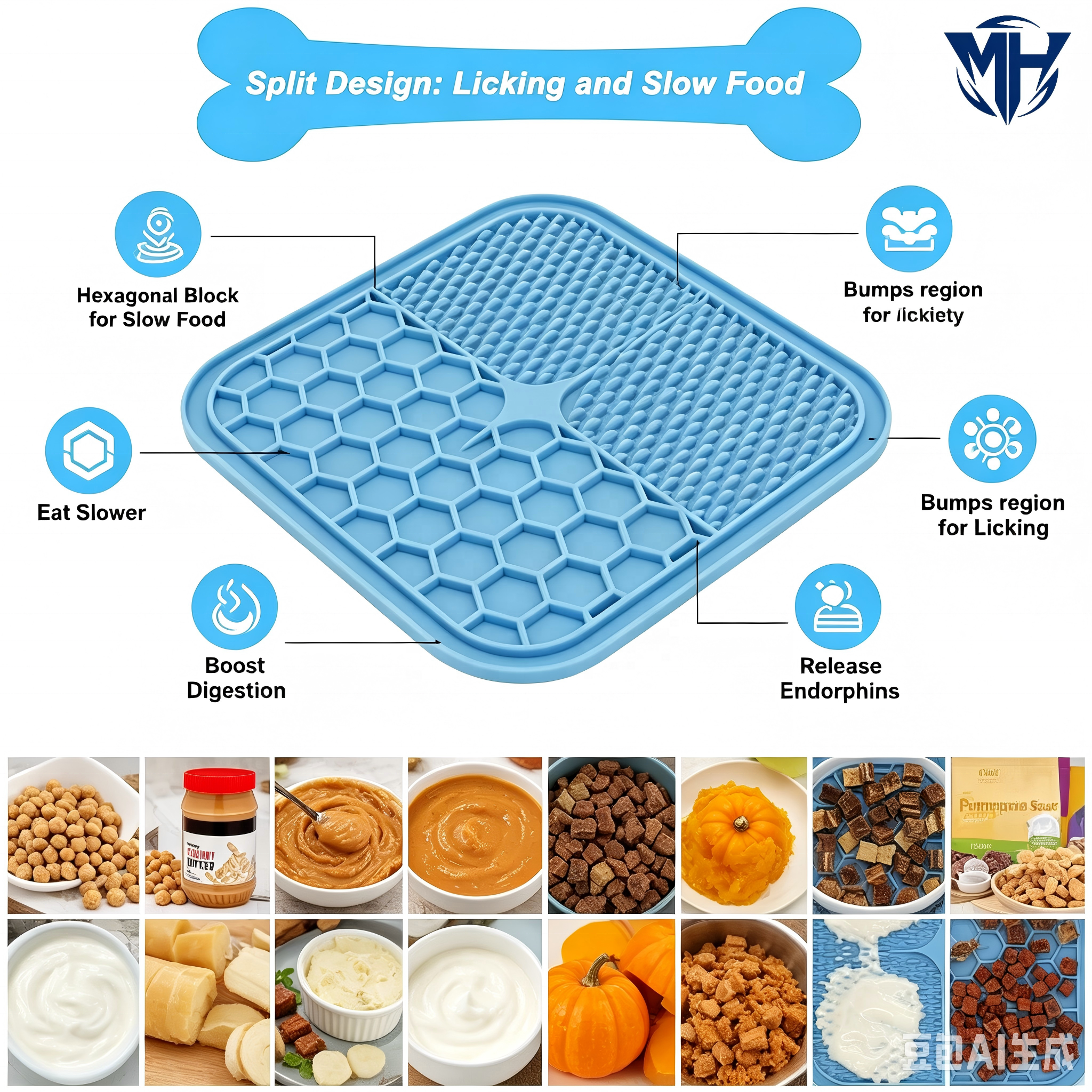 FDA LFGB Silicone Ceramic Slow Feeder Pet Bowl Anti Slip Maze Slow Eating Bowl For Dogs Cats OEM Pet Supplies Wholesale
