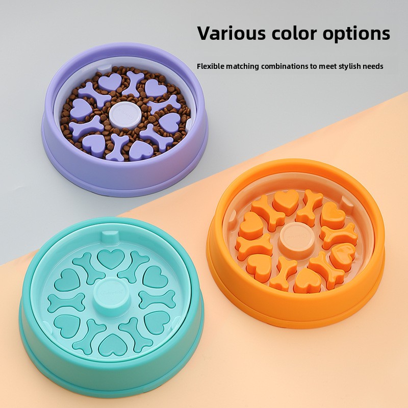 Cross-Border New Style Dog Slow-Feeding 2-in-1 Tip-Proof Non-Slip Food-grade PP Bowl with Suction Cup for Small/Medium Cats Dogs