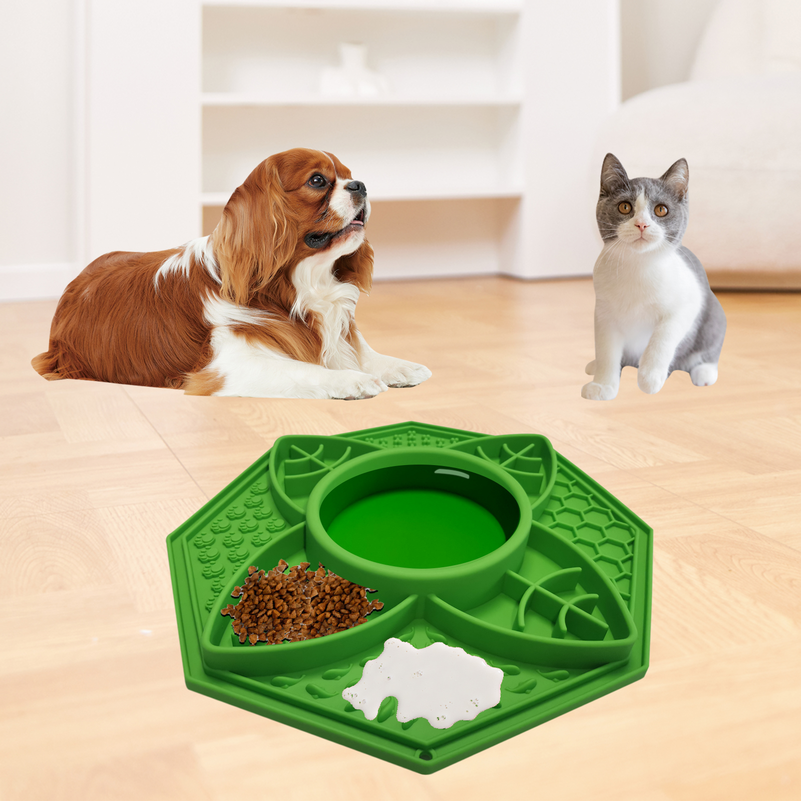 Custom Dog Lick Mat Bundle Octagon Silicone Slow Feeder with Suction Cups Lick Pad - BPA-Free Silicone Mat