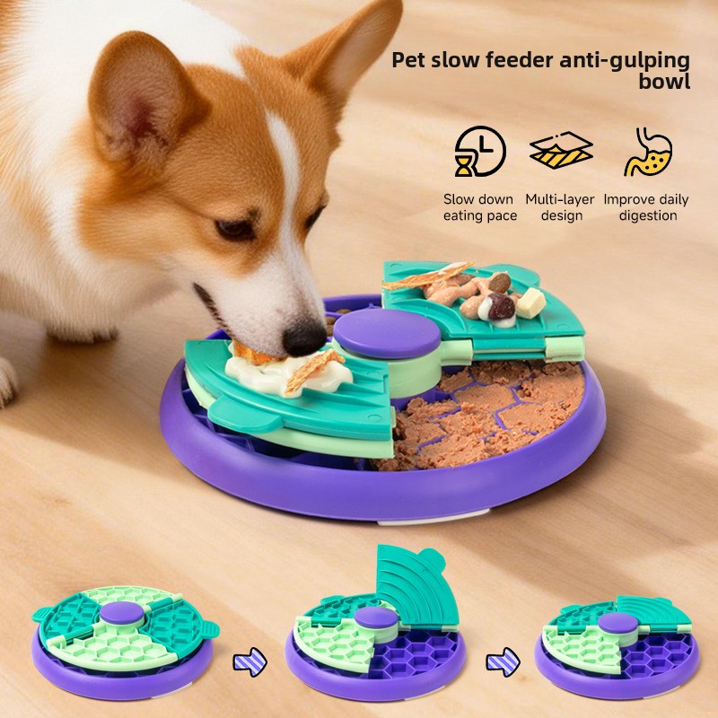 New Slow-Feeding Anti-Choking Rotating Pet Bowl for Cats &amp; Dogs Educational Feeder with Healthy Game Plate
