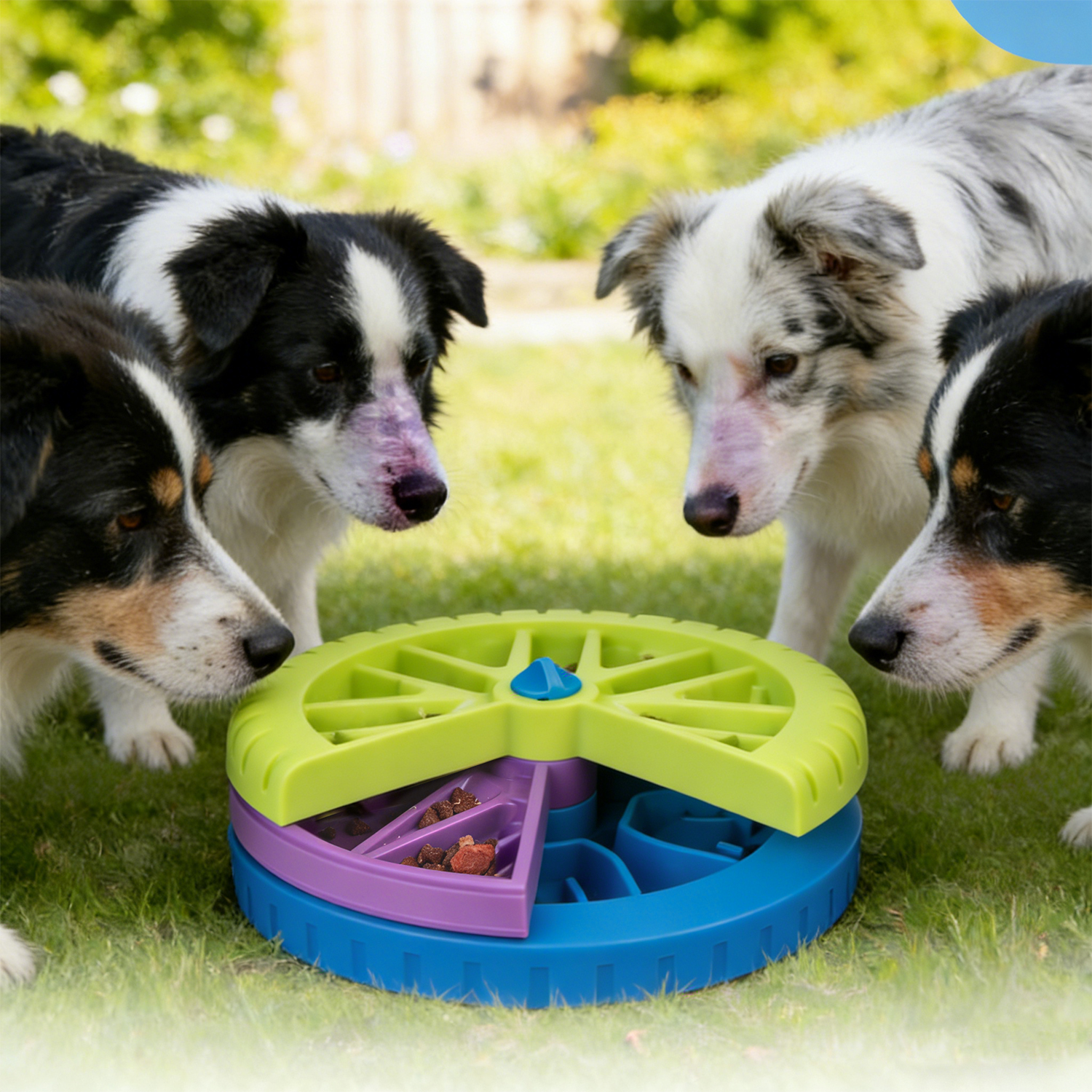 Three-layer Durable Plastic Rotating Dog &amp; Cat Puzzle Slow Feeder Food Bowl Toy with Automatic Lick Plate for Pet Slow Eating
