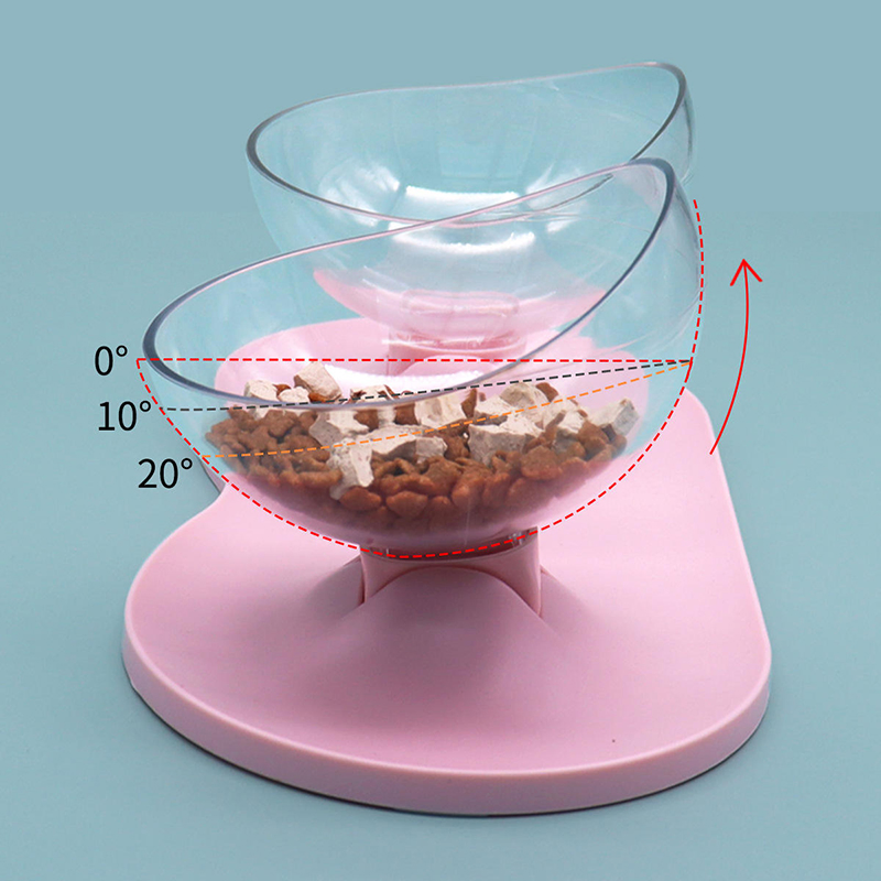 Adjustable Angles Tilted Raised Posture Cat Food Bowl Neck Protection Elevated Slanted Stand Pet Bowls