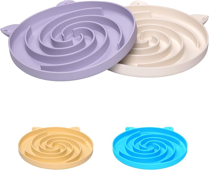 Maze Dog&amp;Cat Bowl Slow Feeder - Cute Silicone Puzzle Pet Feeder , Interactive Treat Dispenser, Non-Slip Easy to Clean Supplies