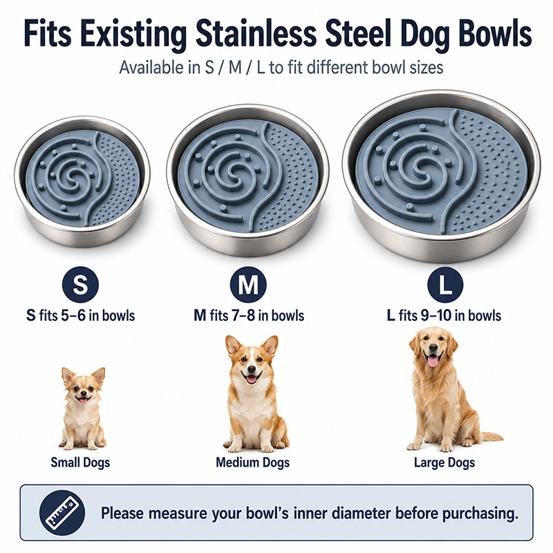 Custom Silicone Slow Feeder Bowl Insert For Dogs Fits Stainless Steel Bowls With Suction Back Raised Pegs And Lick Mat Texture