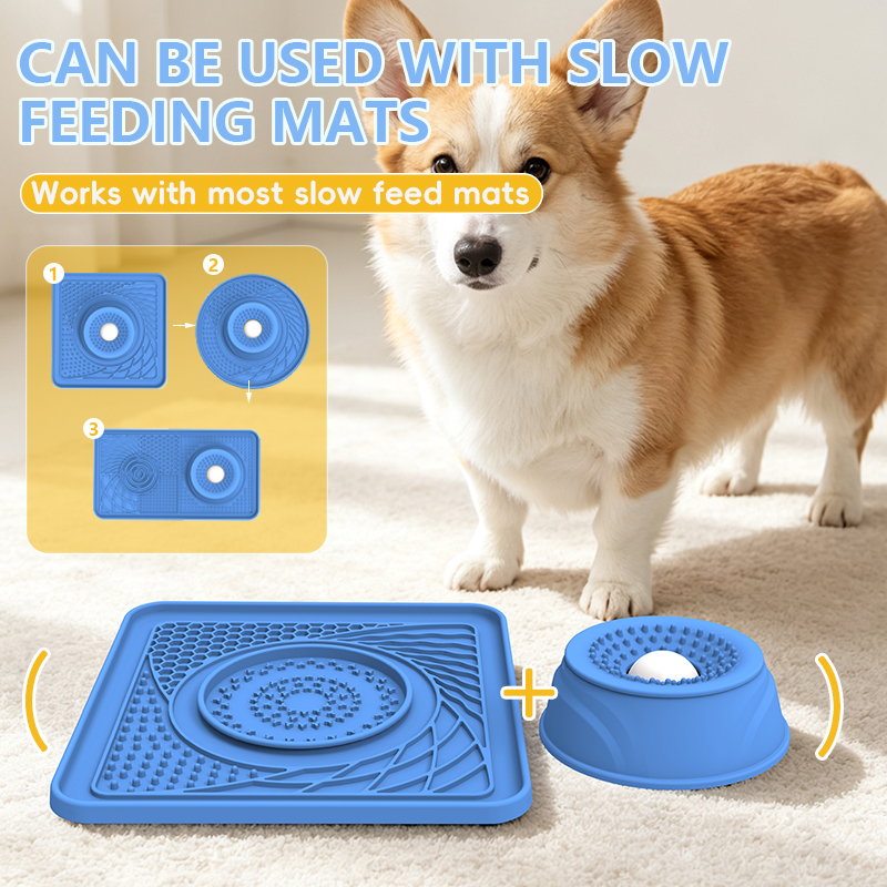 2026 New Silicone Slow Feeder Dog Bowls Liquid Treat Pet Bowl Lick &amp; Roll Bowl With Suction Cups Anti-Slip Dog Lick Mat