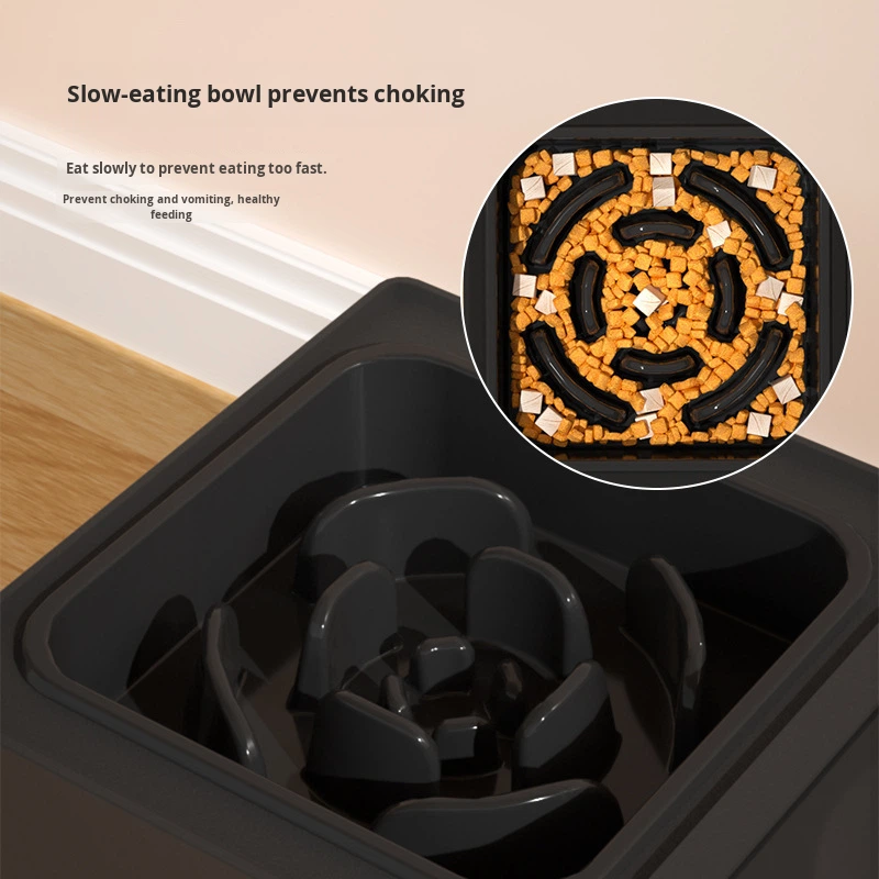 2-in-1 Elevated Slow Feeder Dog Bowls with No Spill Dog Water Bowl Height Adjustable Non-Slip DOg Food and Water Bowls
