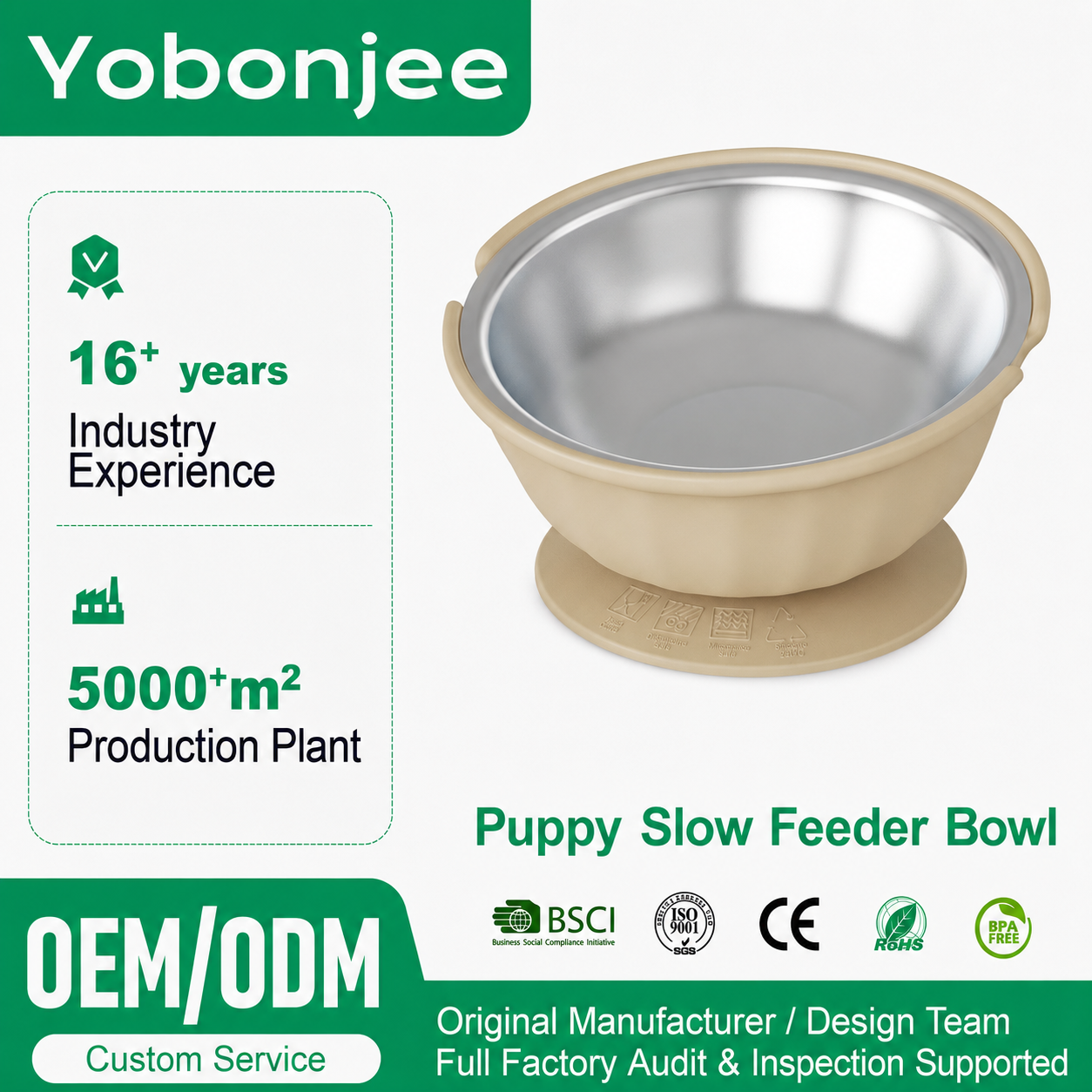 Custom Easy Carry Silicone Pet Food Bowl Puppy Slow Feeder Non Spill Stainless Steel Non Skid Dog Cat Lick Bowl