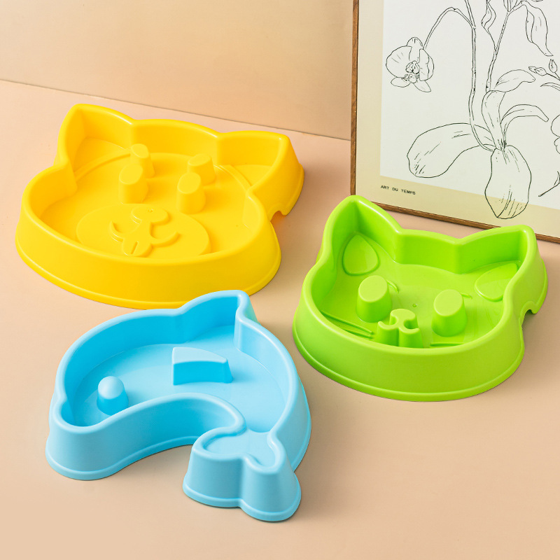 New Silicone Pet Shallow Slow Feeding Bowl Small/Medium Dogs Cats Anti-Choking Design Cat Head Dolphin Shapes Multiple Styles