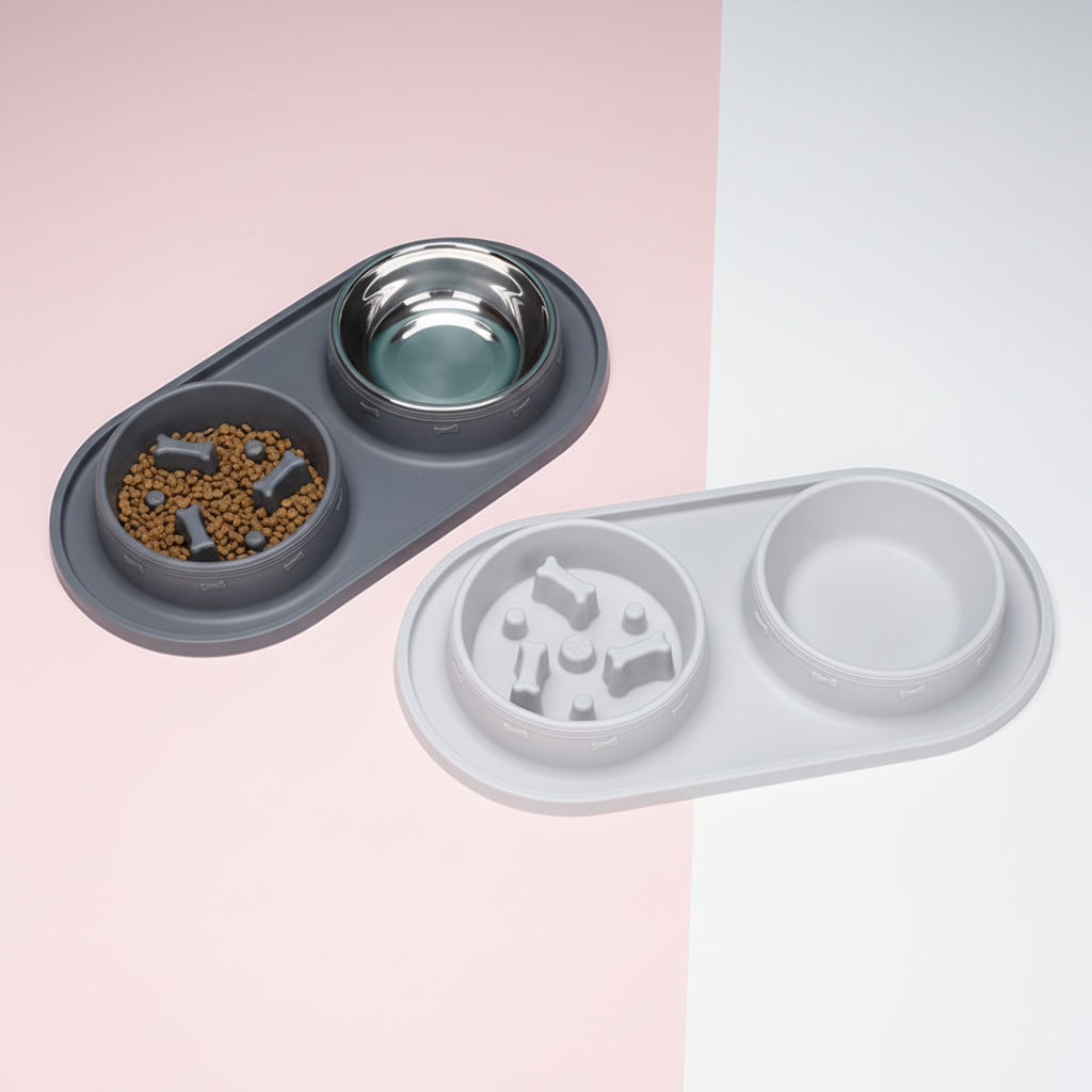 Hot-selling New Wholesale Slow Food Dog Cat Pet Feeding Bowl Stainless Steel Pet Bowl Slow Feeder with Non-slip Silicone Pad