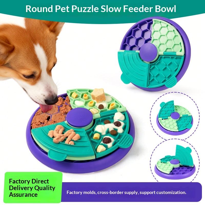 New Slow-Feeding Anti-Choking Rotating Pet Bowl for Cats &amp; Dogs Educational Feeder with Healthy Game Plate