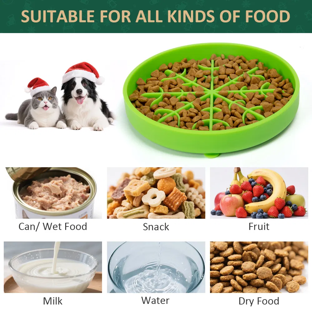 New Christmas Collection Cute Dog Silicone Slow Feeder Eco-Friendly Tulip Flower Round Pet Lick Mat with Anti-Slip Bottom