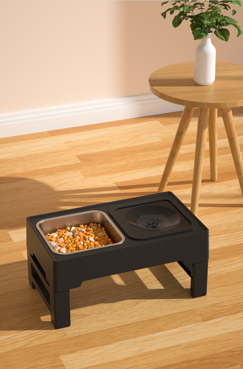 2-in-1 Elevated Slow Feeder Dog Bowls with No Spill Dog Water Bowl Height Adjustable Non-Slip DOg Food and Water Bowls