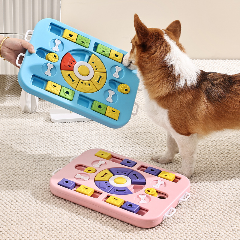 Dog Cat Slow Feeder Puzzle Bowl Toy Square Track Maze Interactive Food Foraging Bowl Plastic