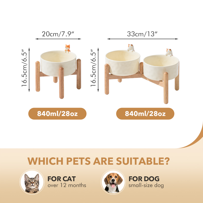 Shamitao Durable Eco-Friendly Ceramic Pet Bowl with Elevation Guard Neck Custom Logo Wholesale Portable Cat &amp; Dog Feeder