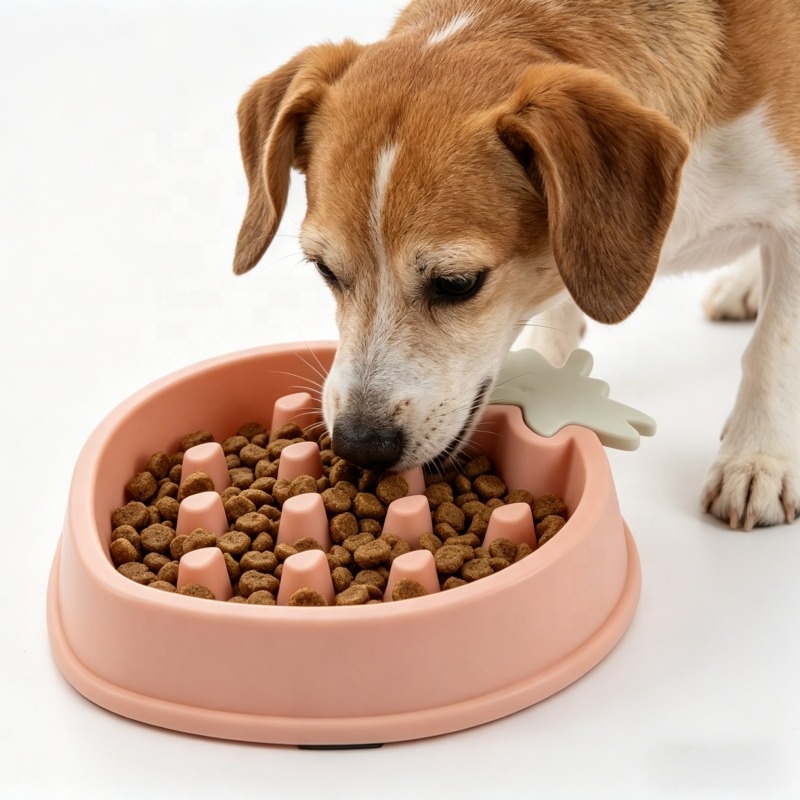BPA Free PP Plastic Strawberry Design Slow Feeder Bowl Cute Shape Anti Choke Dog Bowl Non Slip Base Pet Puzzle Feeder for Dogs