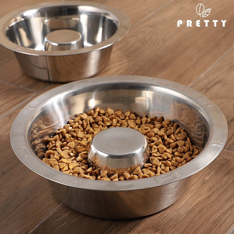 Manufacture Mold Open Pet Healthy Slow Eating Bowl Stainless Steel Pet Dog Bowl Feeder