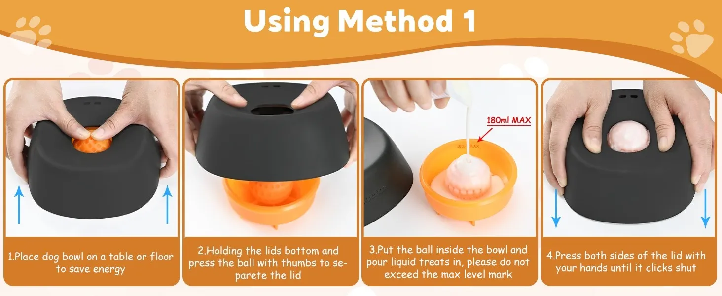 Anti-Choking Slow Feeder Dog Bowl Non-Slip 34 Cup - Lick Toy for Liquid Treats Bone Broth Yogurt