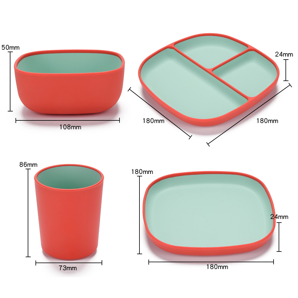 BPA Free Multi-functional Silicone Plates Divided Design Set Silicone Plates Divided Design for Babies Toddlers