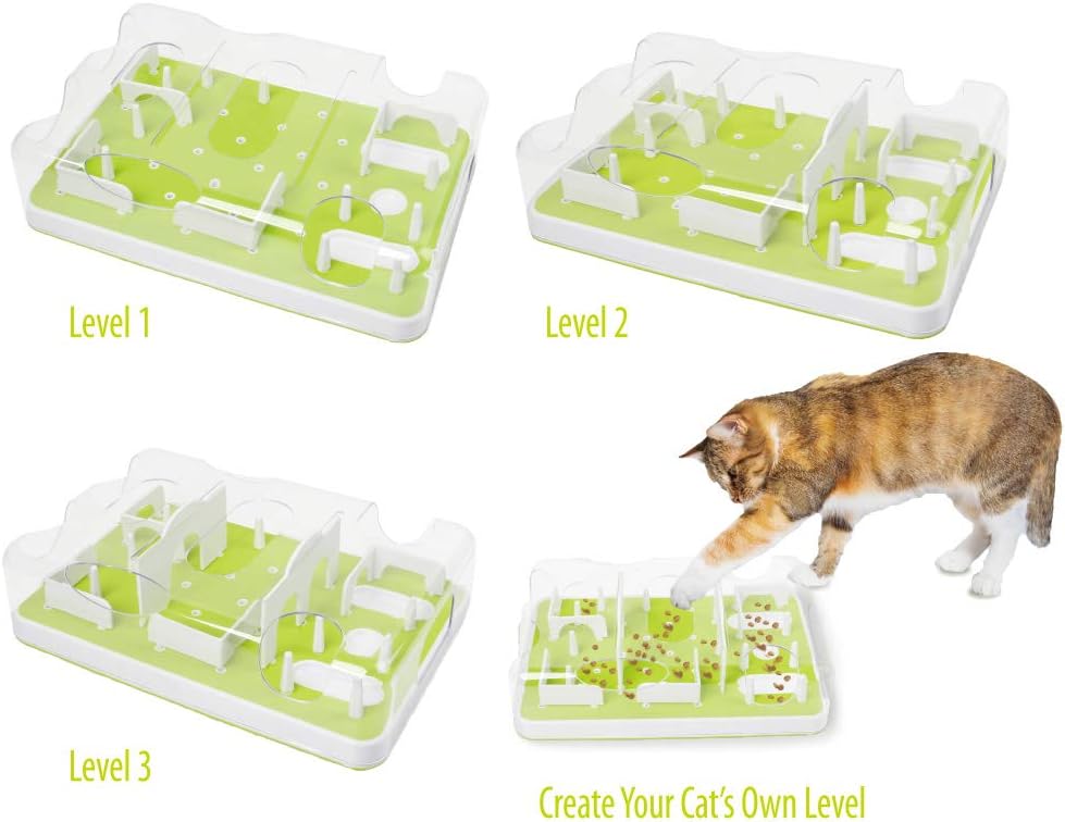 AFP Adjustable Difficultie 3 Llevel Plastic Slow Feed Food Dog Cat Puzzle Toy Pet Bowls Feeder Maze Feeder for Cat