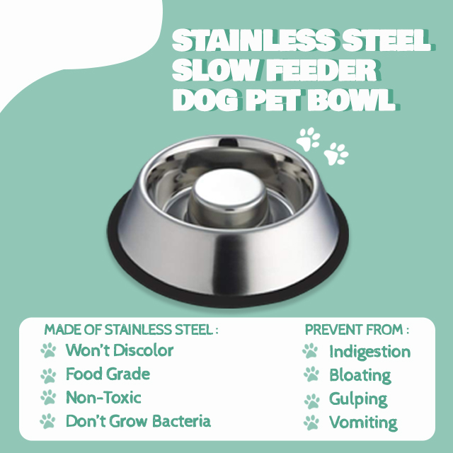 2025 Wholesale Stainless Steel Slow Feeder Dog Pet Bowl Non-Slip Ring Portable Eco-Friendly for Small Animals Serving Water/Food