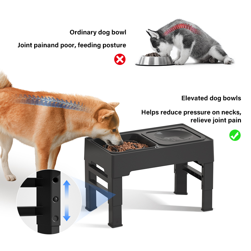 High Quality Stainless Steel Pet Bowls and Feeders 2-In-1 Elevated Slow Feeder Dog Bowls With No Spil Floating Water Bowl