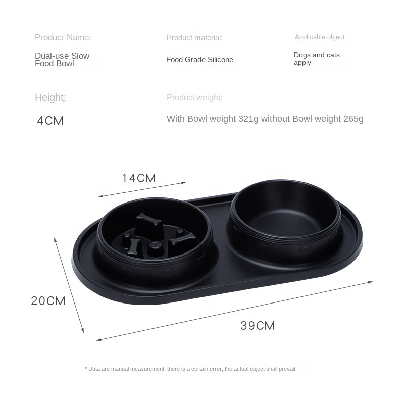 Hot-selling New Wholesale Slow Food Dog Cat Pet Feeding Bowl Stainless Steel Pet Bowl Slow Feeder with Non-slip Silicone Pad