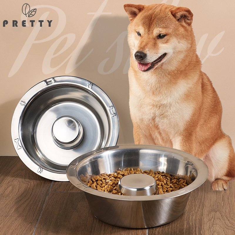 Manufacture Mold Open Pet Healthy Slow Eating Bowl Stainless Steel Pet Dog Bowl Feeder