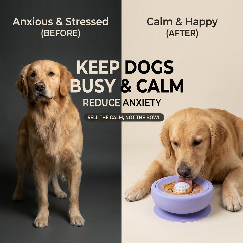 Food Grade Silicone Slow Feeder Dog Bowl with Rolling Ball for IQ Training Anxiety Relief Cat Slow Eating Interactive Lick Pad