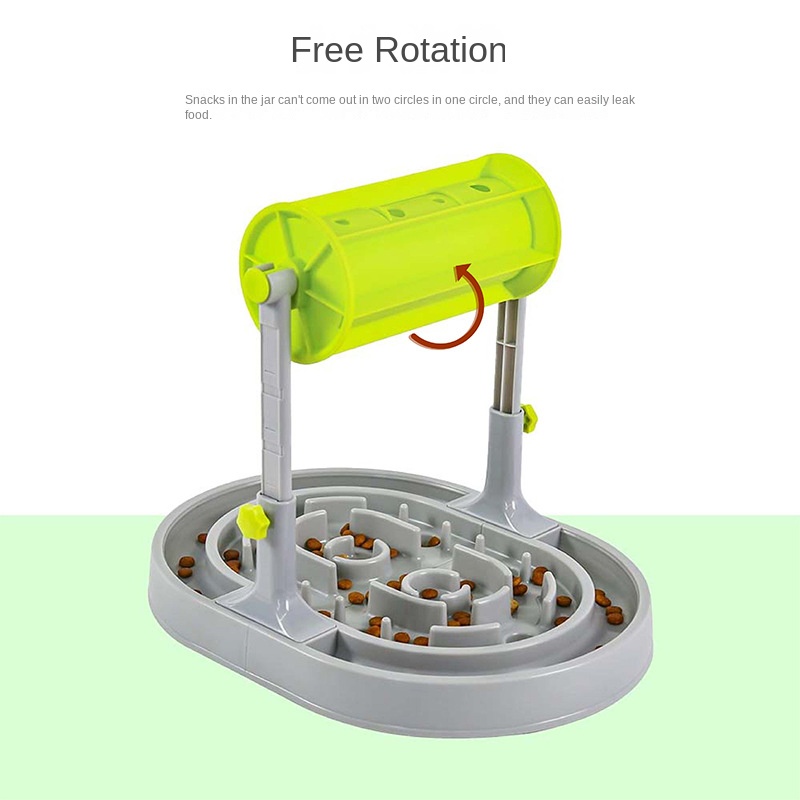 Snowspaws Drum Type Leakage Slow Food Anti-choking Height Adjustable Dog Puzzle Interactive Eco-friendly Plastic Feeder Bowl
