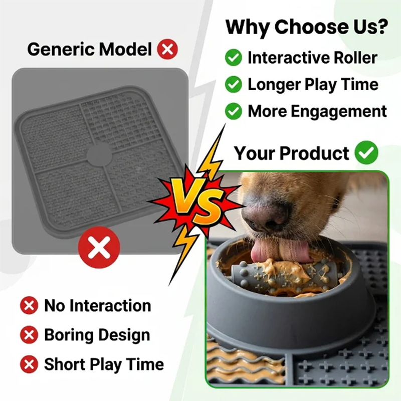 Interactive Dog Lick Mat Slow Feeder Silicone Enrichment Toy Roller Bowl Anti Boredom Anxiety Relief Training Feeding Pad Pets