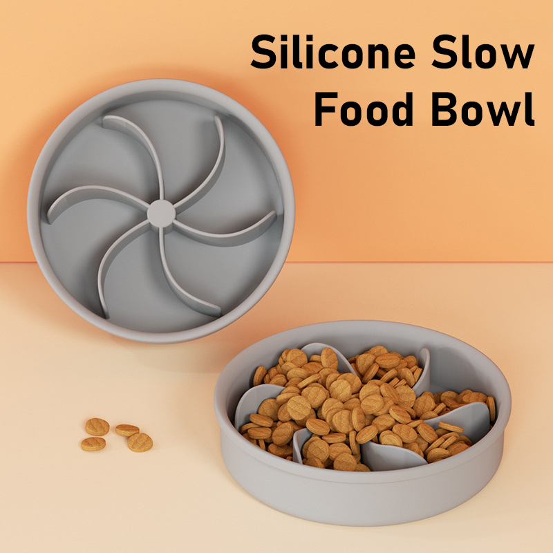Pet Eco-Friendly Silicone Dog Food Bowl Slow Feeding Anti-Upset Anti-Choking Small &amp; Large Sizes Solid Design