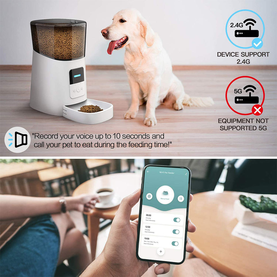 Tuya Dog Cat Smart Pet Feeder Wifi Mobile Phone App Remote Control Microchip Automatic Pet Feeder With 6L
