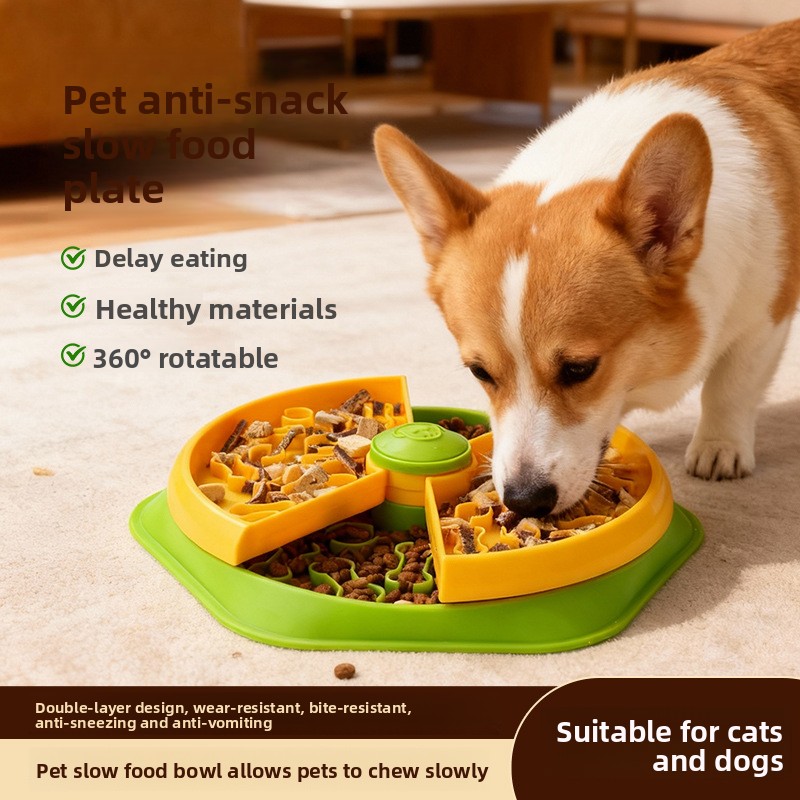 New Slow Food Bowl Tiered Slow-Feeding Rotating Food-Dispensing Pet Bowl for Dogs and Cats Training Dish PP Material Anti Upset