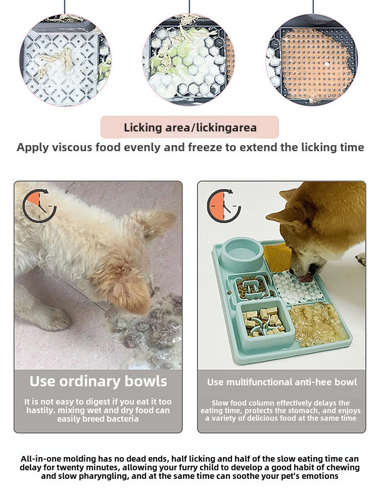 Travel-Friendly Eco-Friendly Slow Food Bowl Food Grade Silicone Licking Mat with Suction Cup for Dogs Cats Pet Plate Feeding Mat