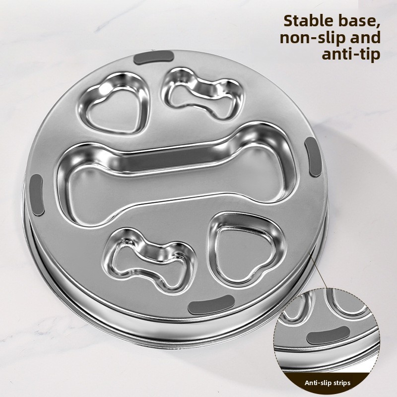 Slow Feeder Bowl Dogs Cats Aids Digestion 304 Stainless Steel Large Capacity Curved Design Non-slip Silicone Base Prevents