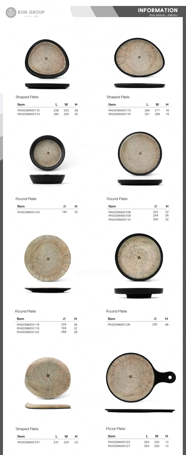 Wholesale Tableware Melamine Dish Japanese Korean Style Ancient Wood Pattern Plate for Hotel Restaurant