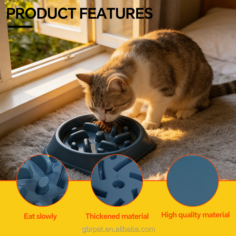 Dog Small Animals Slow Feed Automatic Plastic Bowl Anti-Choke with Non-Slip Bottom Anti-Tip Portable Pet Feeding Utensil