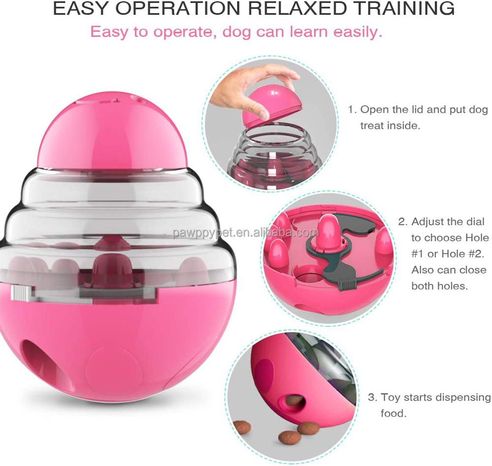 Dog Tumbler Treat Ball Pet Slow Feeder Treat Ball Small Interactive Food Dispenser Adjustable Treats Eat Canister Funny Maze Gym