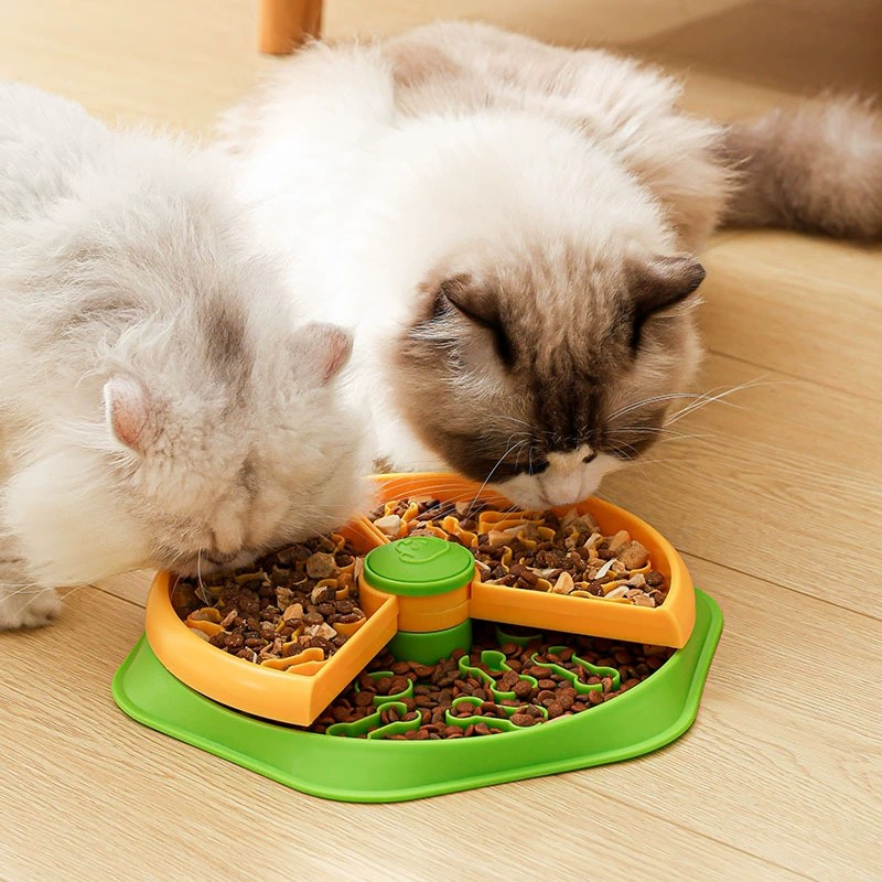 Cat Dog Rotatable Slow Feeder Puzzle Bowl Durable ABS Plastic Interactive Treat Dispenser for Mental Stimulation