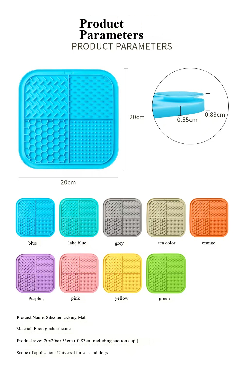 Pet Silicone Licking Mat Pet Tableware Dogs And Cats Slow Food Mat Large Suction Cup Non-slip Slow Food Mat